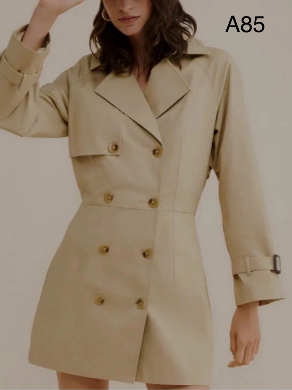 Anthropologie Women's Beige Double-Breasted Trench Coat Dress,Size Small - Picture 1 of 9